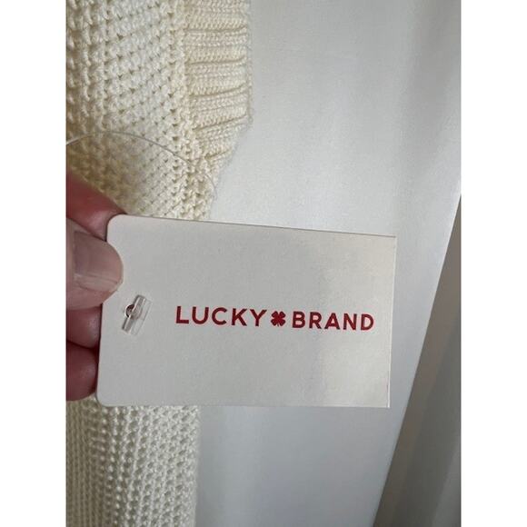 Lucky Brand Sweater Ivory Vest Womens M Knit Pullover V Neck Sleeveless Casual - Picture 6 of 7